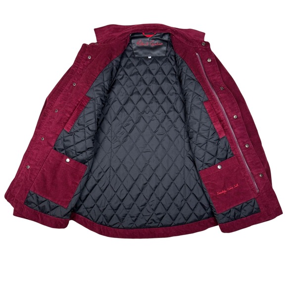 Robert Graham Corduroy Shirt Jacket Mens L Burgundy Quilted Lined Chore Preppy - Picture 6 of 12